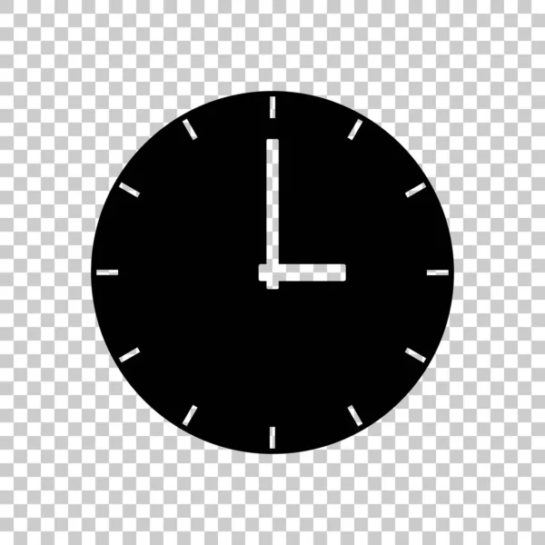 Icono Reloj Simple Icono Negro Sobre Fondo Transparente — Archivo Imágenes Vectoriales