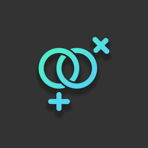 性别符号 线性符号 简单的女同性恋图标 五颜六色的标志概念与黑暗背景上的软阴影 蔚蓝的海洋的图标颜色 — 图库矢量图片
