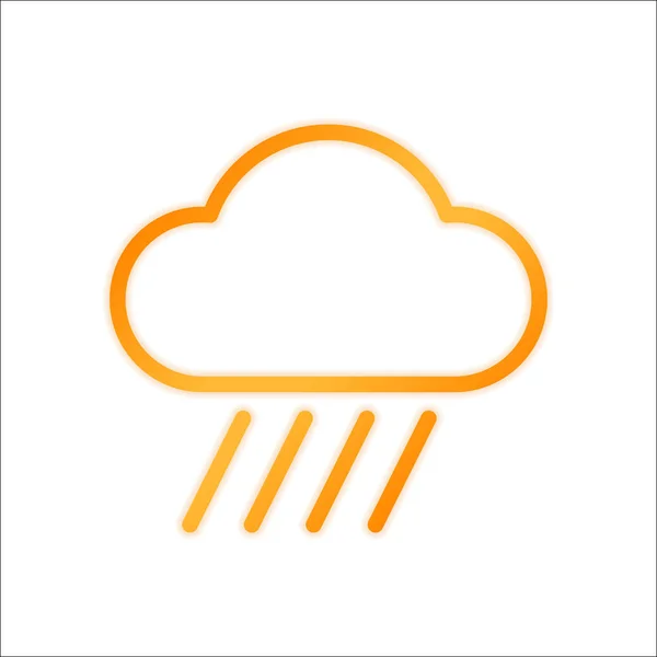 Wolken Und Regen Wetter Einfach Symbol Linearer Stil Orangefarbenes Schild — Stockvektor