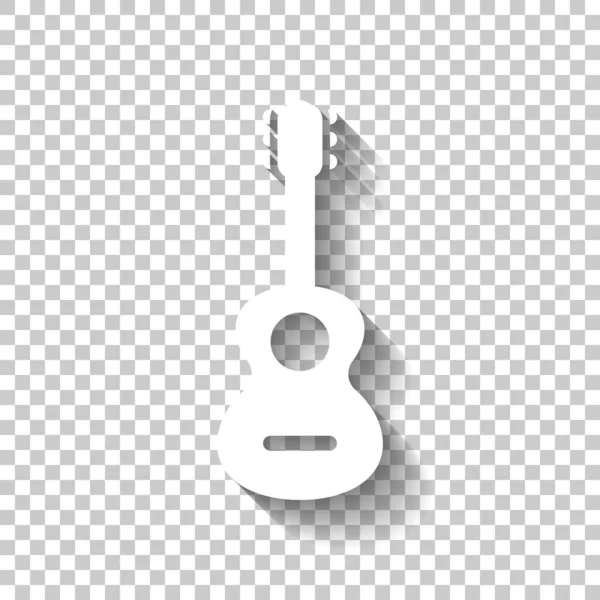 Icono Guitarra Acústica Forma Del Instrumento Musical Clásico Icono Blanco — Archivo Imágenes Vectoriales
