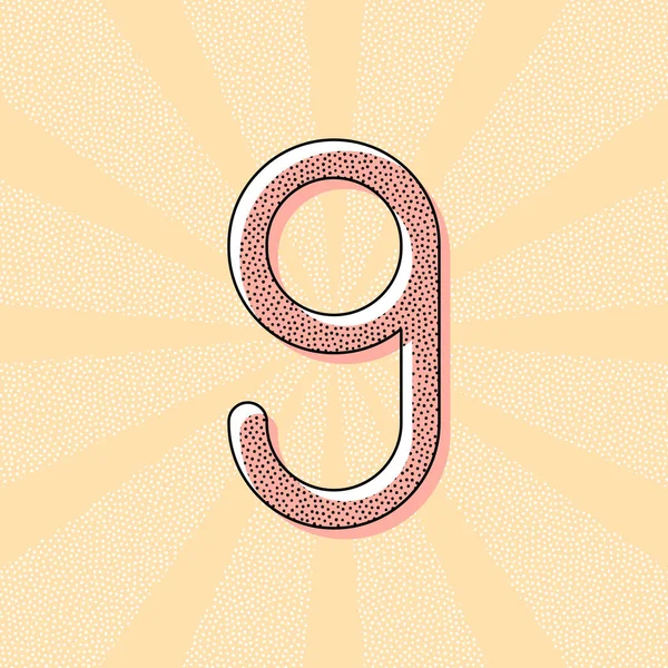 Número Nove Numeral Letra Simples Tipografia Retro Vintage Com Efeito — Vetor de Stock