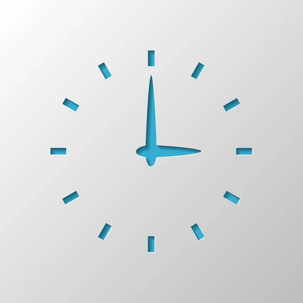 Icono Simple Del Reloj Diseño Papel Símbolo Cortado Con Sombra — Vector de stock