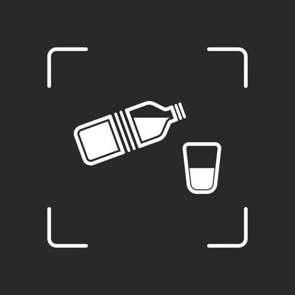 Flasche Wasser Und Glas Einfaches Einzelnes Symbol Weißes Objekt Kamera — Stockvektor