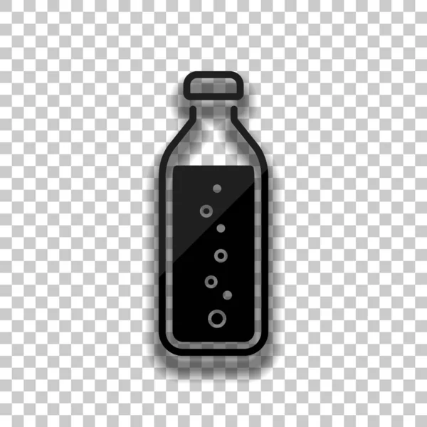 シンプルなアイコン 泡と水のボトル 透明な背景のソフトな影と黒いガラス アイコン — ストックベクタ