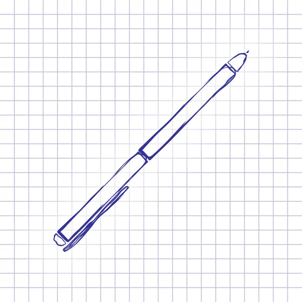 Stift Symbol Handgezeichnetes Bild Auf Papierblatt Blaue Tinte Skizzenstil Doodle — Stockvektor