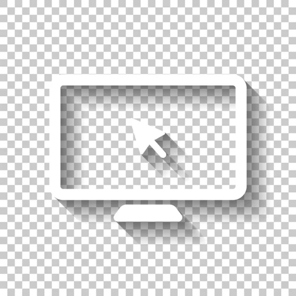 Επιτραπέζιο Υπολογιστή Και Ποντίκι Βέλος Απλή Ψηφιακή Εικόνα Λευκό Εικονίδιο — Διανυσματικό Αρχείο