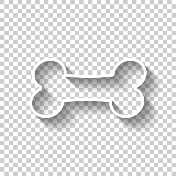 Icono Hueso Perro Icono Blanco Con Sombra Sobre Fondo Transparente — Vector de stock