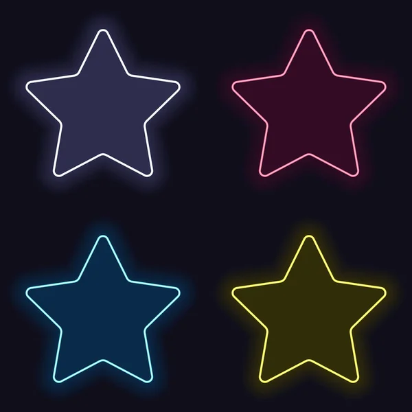 Значок Звезды Набор Неоновых Знаков Моды Казино Стиль Темном Фоне — стоковый вектор