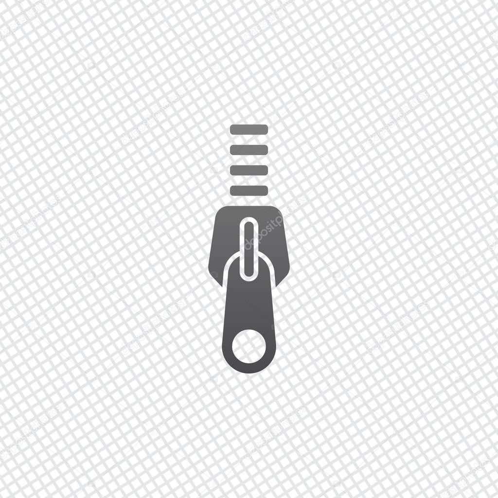 Zipper tool icon, Close state. On grid background