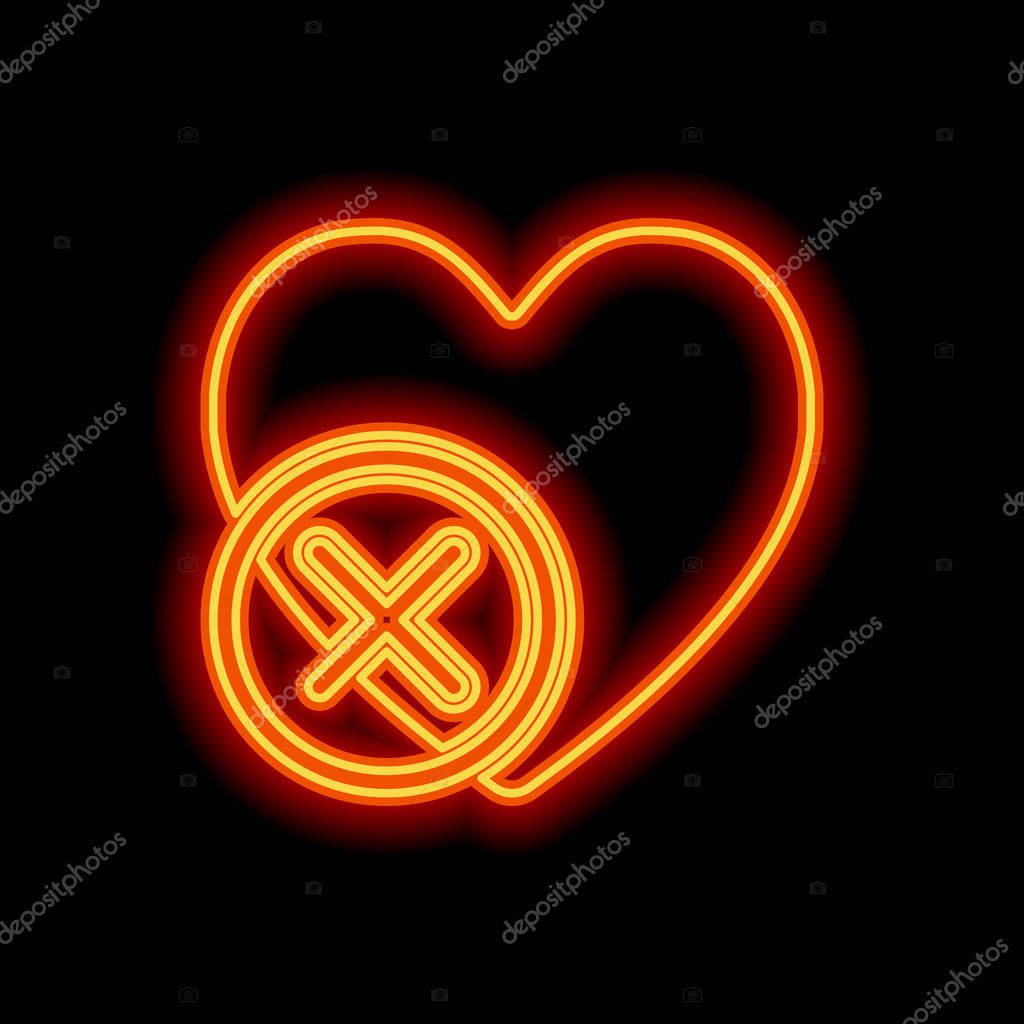 heart with cross simple silhouette orange neon style on black background light icon premium vector in adobe illustrator ai ai format encapsulated postscript eps eps format black background light icon