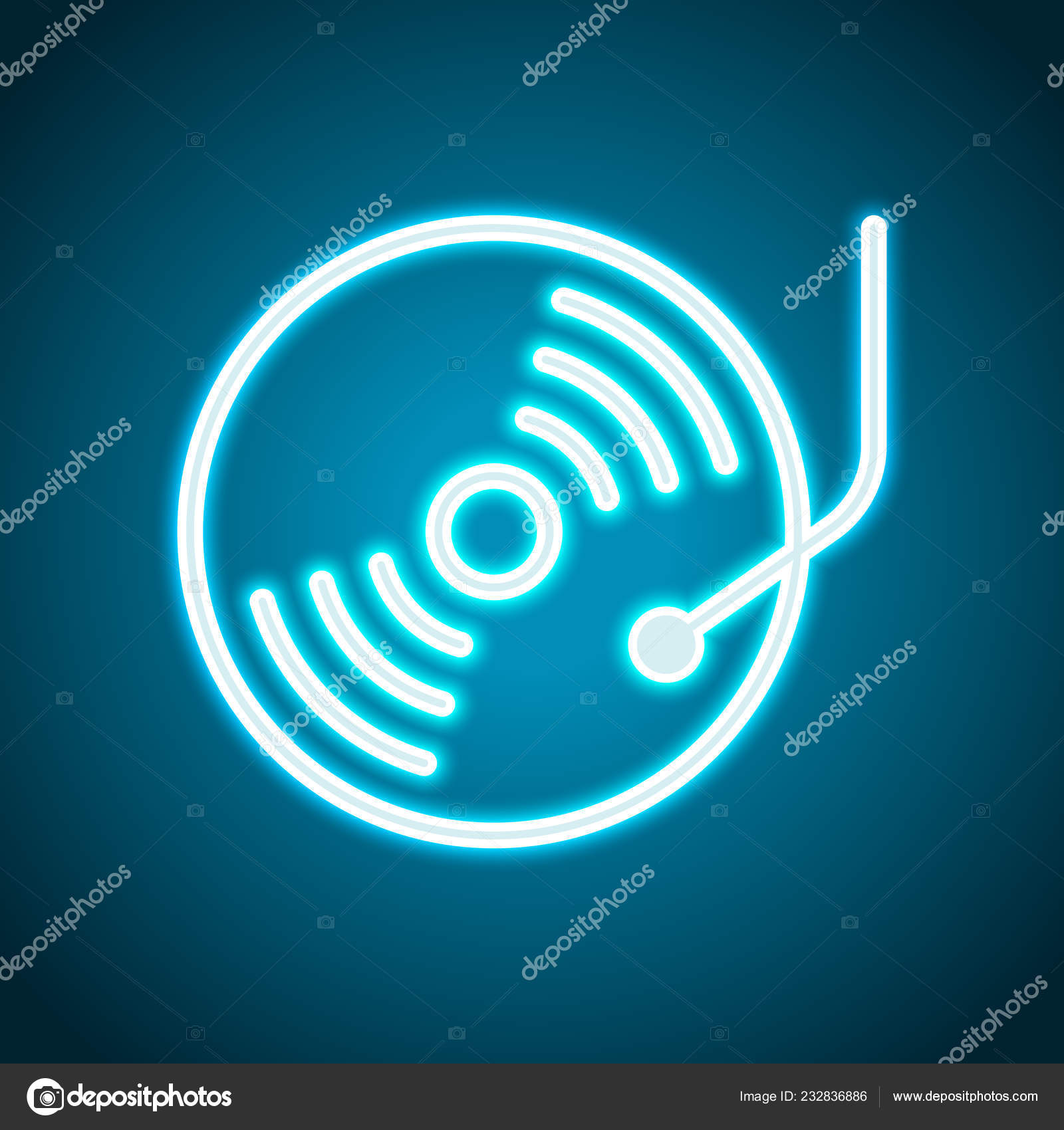 Retro Vinil Record Player Player Neon Style Light Decoration Icon Stock Vector Image By C Fokas Pokas