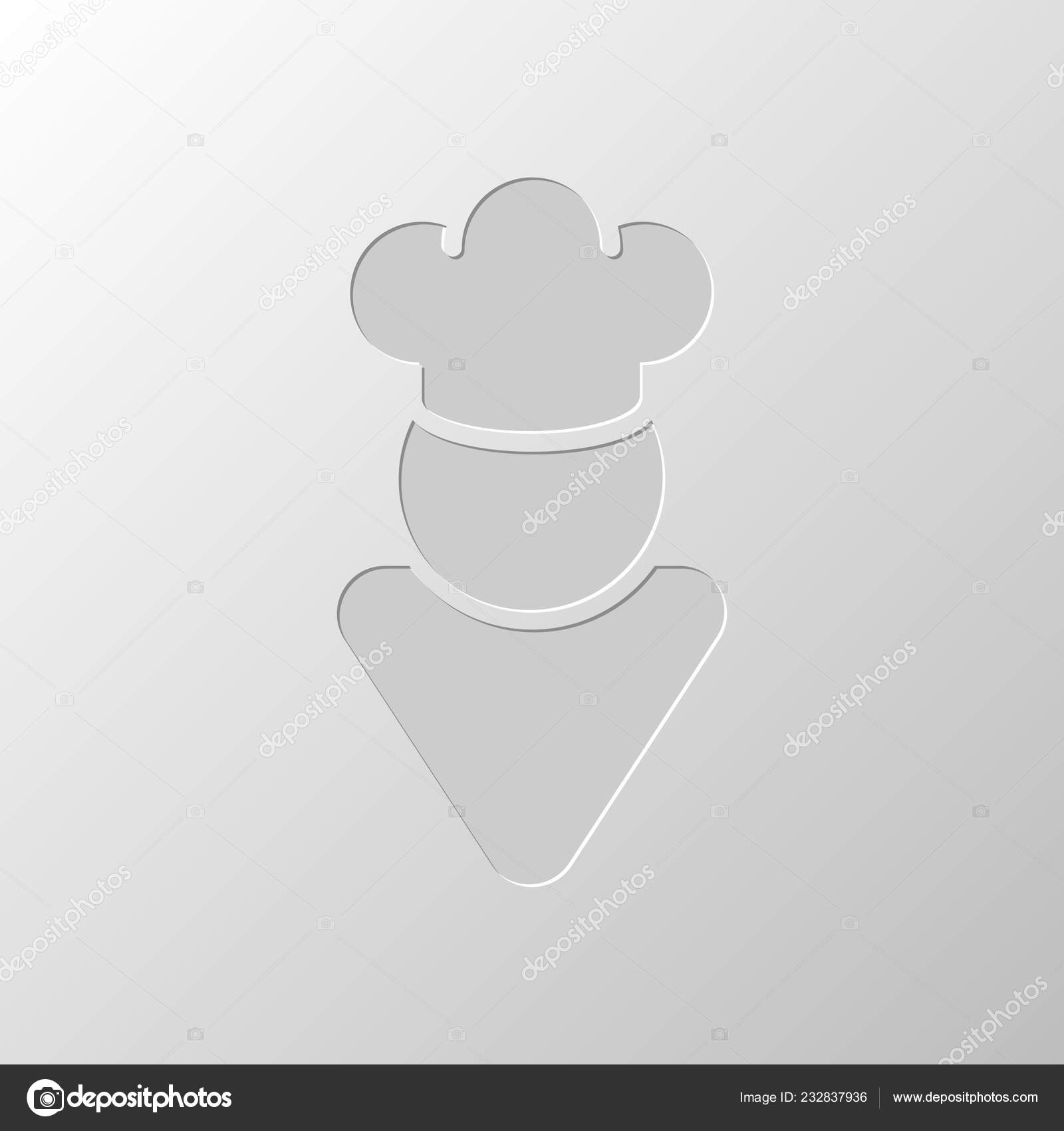 Chef Kitchen Hat Kitchen Logo Simple Icon Paper Design Cutted Stock
