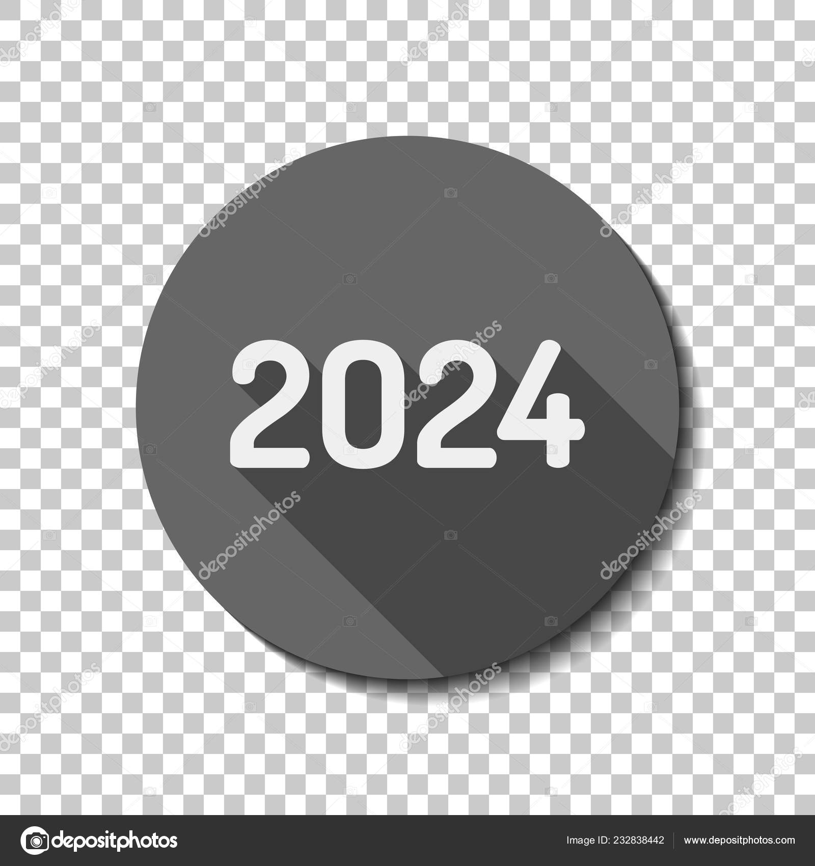 2024 Number Icon Happy New Year Flat Icon Long Shadow Stock Vector