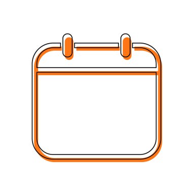 Basit takvimi, lineer, ince anahat. İzole simge siyah ince dağılımı ve farklı katmanlarda doldurma taşındı turuncu oluşan. Beyaz arka plan