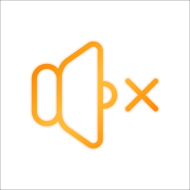 ses sessiz simgesi. Portakal işareti beyaz arka plan üzerinde düşük ışık ile