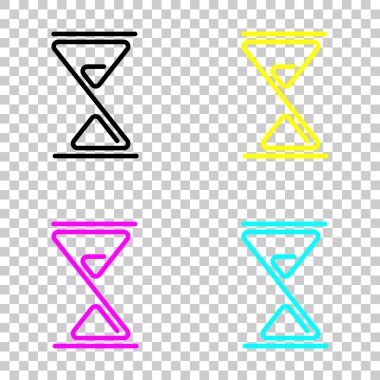 kum saati, bir satır, anahat simgesi. Cmyk simgeleri şeffaf arka plan üzerinde renkli dizi