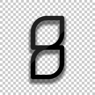 Sayı 8, rakamı, sekizinci. Saydam arka plan üzerinde yumuşak gölgeli siyah cam kutsal kişilerin resmi