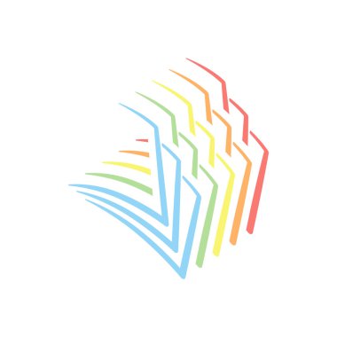 kitap, kağıt yaprağının. Beyaz arka plan üzerinde renkli izometrik simgeler yığını