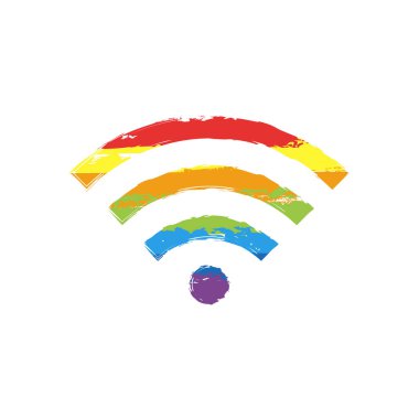 kablosuz simgesi. İşareti Lgbt style, gökkuşağı kırmızı, turuncu, sarı, yeşil, mavi, Indigo, menekşe, yedi renk ile çizim