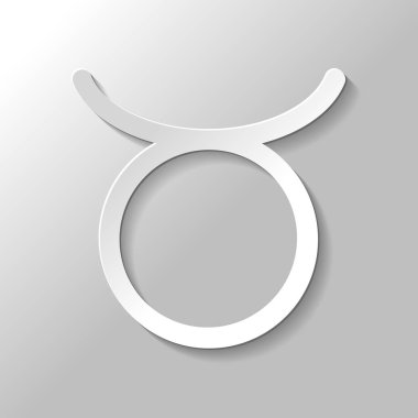 Astrolojik işaret. Toros basit simgesi. Kağıt tarzı ile gölge gri arka plan üzerinde