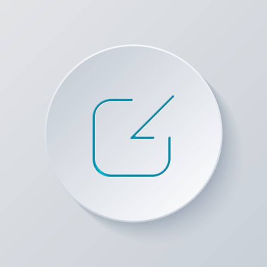 Paylaşımı, oturum açma veya indir. Çapraz ok Meydanı içine. Gri ve mavi katmanları ile daire kes. Kağıt tarzı