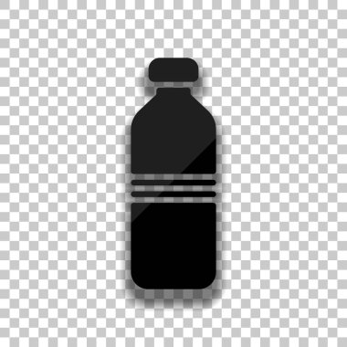 şişe su, basit simgesi. Saydam arka plan üzerinde yumuşak gölgeli siyah cam kutsal kişilerin resmi