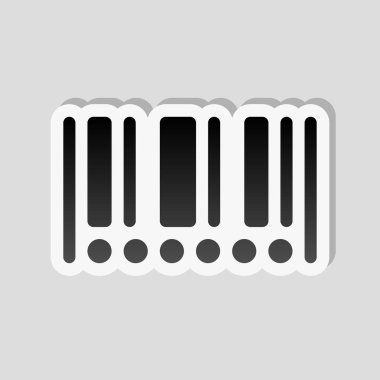Barkod simgesi. Daire numaraları yerine. Etiket tarzı ile beyaz ve gri arka plan üzerinde basit gölge