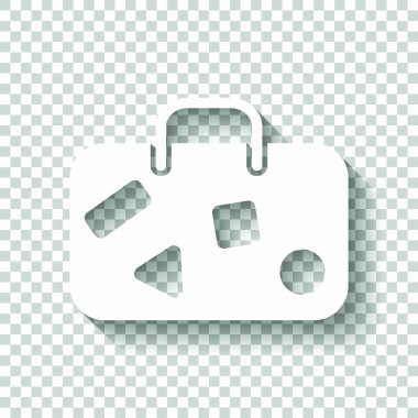 seyahat çantası, Bagaj, dava. Gölge şeffaf arka plan üzerinde beyaz simgesi