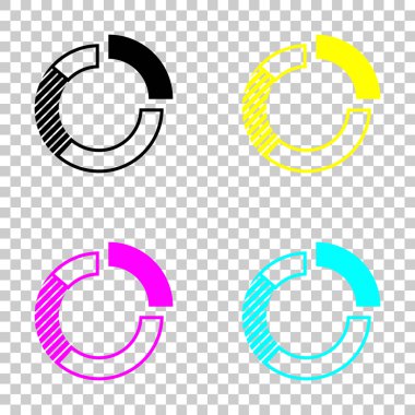 İş pasta grafiği simgesi. Cmyk simgeleri şeffaf arka plan üzerinde renkli dizi