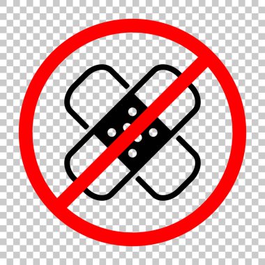 Grup yardım simgesi. İşareti alçı. Yamalar birkaç. İnce anahat ile basit doğrusal simgesi. Siyah kırmızı uyarı işareti şeffaf arka plan ile nesnesinde izin yok