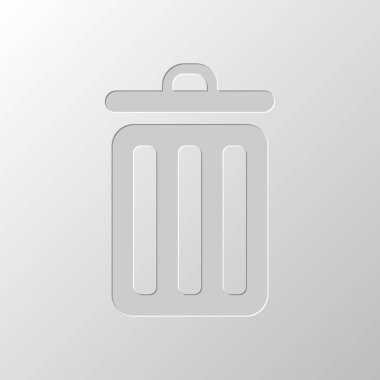 Çöp kutusu. basit simgesi. Kağıt tasarımı. Düzenlenen sembolü. Çekirdeksiz stili