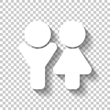 Erkek ve dişi simgeler kümesi. Basit simgesi. Gölge şeffaf arka plan üzerinde beyaz simgesi