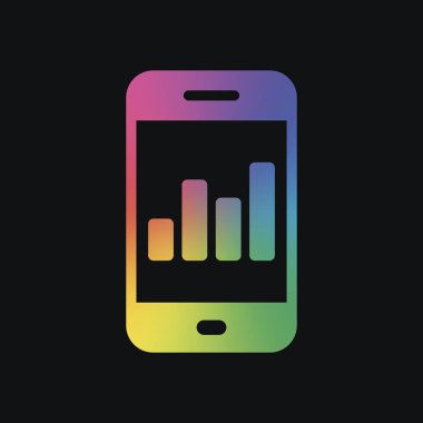 Ekonomi grafik, cep telefonu. Gökkuşağı rengi ve koyu arka plan