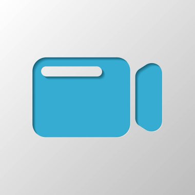 Basit video kamera simgesi. Kağıt tasarımı. Gölge ile düzenlenen sembolü