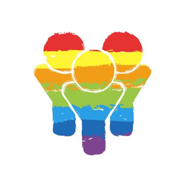 Takım Grup simgesi. Çizim işaretiyle Lgbt stil, gökkuşağı (kırmızı, turuncu, sarı, yeşil, mavi, Indigo, menekşe, yedi renk