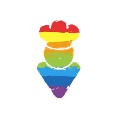Şapkalı mutfak şefi. Mutfak logosu, basit simgesi. Çizim işaretiyle Lgbt stil, gökkuşağı (kırmızı, turuncu, sarı, yeşil, mavi, Indigo, menekşe, yedi renk