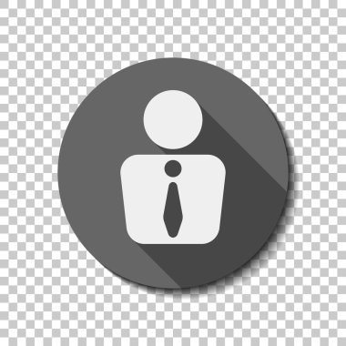 iş adamı simgesi. Saydam arka plan üzerinde bir dairede uzun gölge beyaz düz simgesi