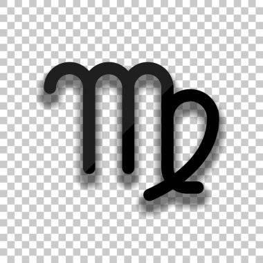 Astrolojik işaret. Başak basit simgesi. Saydam arka plan üzerinde yumuşak gölgeli siyah cam kutsal kişilerin resmi