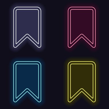 basit anahat yer işareti. Neon işareti kümesi. Koyu arka plan üzerinde casino tarzı. Seamless modeli