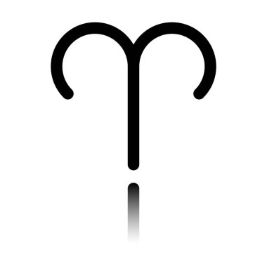 Astrolojik işaret. Koç basit simgesi. Siyah beyaz arka plan ayna yansıması simgesiyle