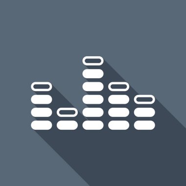 Dijital ekolayzer. Basit simgesi. Uzun Gölge arka plan üzerinde beyaz düz simgesi