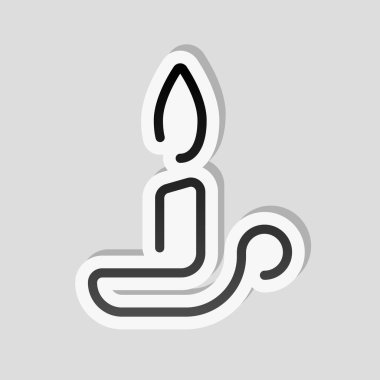 Basit anahat mum simgesi. Bir çizgi stili. Etiket tarzı ile beyaz ve gri arka plan üzerinde basit gölge