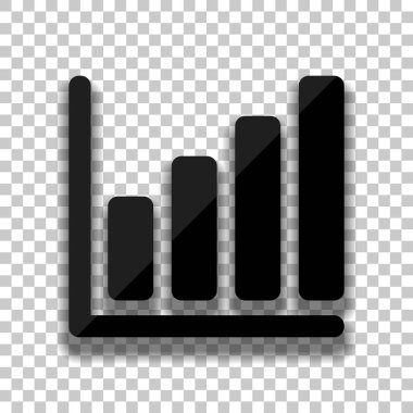 Büyüyen grafik hat simgesi. Saydam arka plan üzerinde yumuşak gölgeli siyah cam kutsal kişilerin resmi