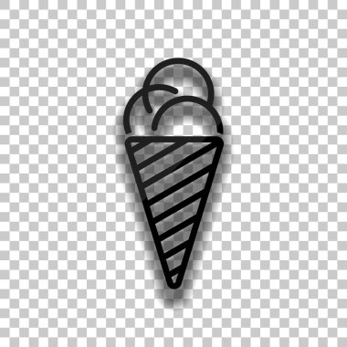 dondurma simgesi. Saydam arka plan üzerinde yumuşak gölgeli siyah cam kutsal kişilerin resmi