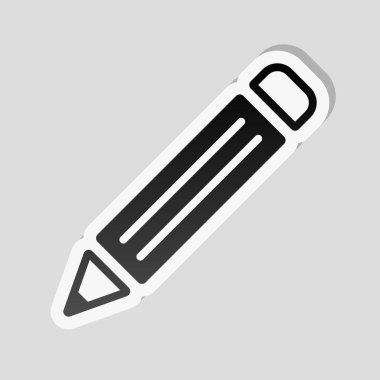 basit kalem simgesi. Etiket tarzı ile beyaz ve gri arka plan üzerinde basit gölge