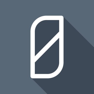 Sayı 0, sayısal, sıfır. Uzun Gölge arka plan üzerinde beyaz düz simgesi