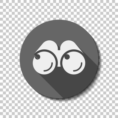 Basit dürbün simgesi. düz simgesi, uzun gölge, daire, şeffaf ızgara. Rozet veya etiket stili