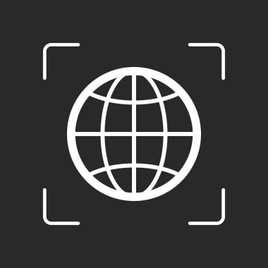 Küre, gezegen. basit siluet. Beyaz nesne kamera otomatik odaklama koyu arka plan üzerinde