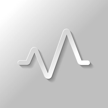 kalp nabız hattı. basit tek simge. bir çizgi stili. Kağıt tarzı ile gölge gri arka plan üzerinde