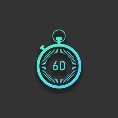 Kronometre. basit simgesi. Renkli logo kavramı koyu arka plan üzerinde yumuşak gölge ile. Masmavi okyanus rengini simgesi